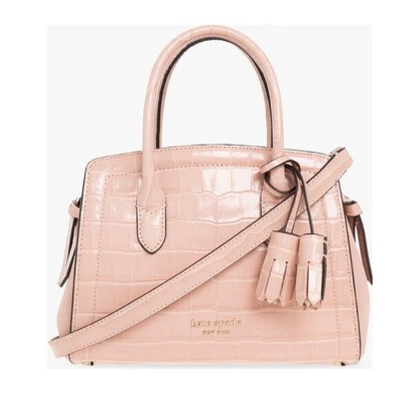 NWT ⭐ K9891 Knott Croc-embossed Leather & Suede Medium Satchel ⭐NWT & DUST BAG - Picture 1 of 17